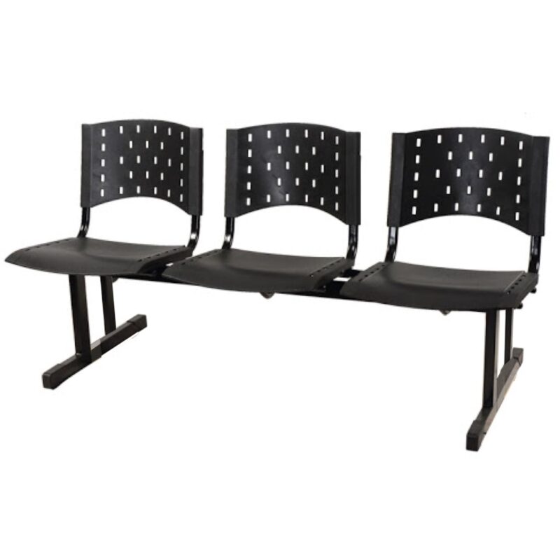 Longarina PLÁSTICA 03 Lugares – Cor PRETA 33002 PRIME Cadeiras Escritório Longarinas 2